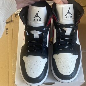 Jordan Black and White Sneakers with Red Accents